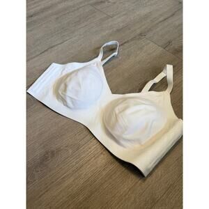 Honeylove V-Neck Bra 40C/D 1X White Wireless Sculpting Support Stretch